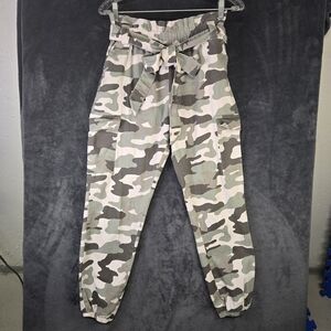 Refuge Paperbag Cargo Joggers With Tie High Waist Medium